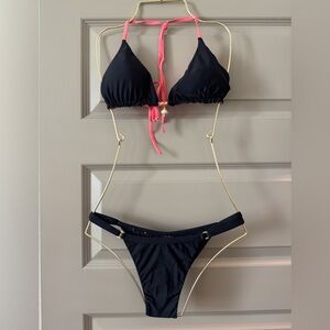 NWT Sol & Engeria Black and Pink Women's Bikini Set